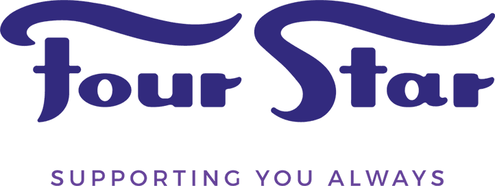 Purple abstract banner with flowing curved lines and a central emblem, used as a decorative header.