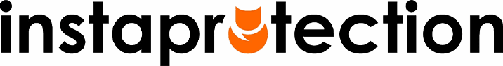 Brand logo 'instaptection' with two orange shield icons integrated into the text