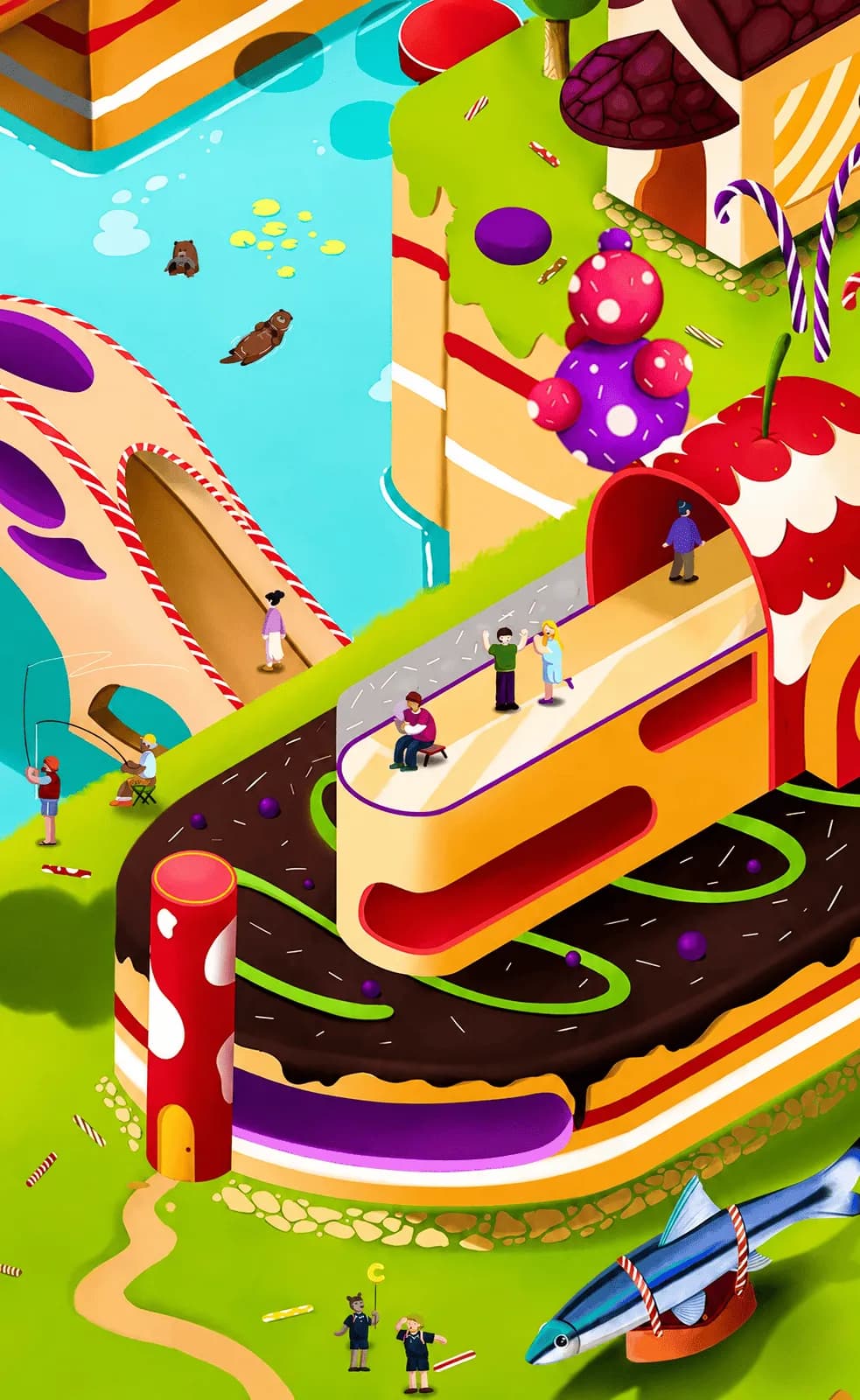 Wonderland cake city scene